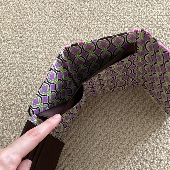 Vera Bradley Purple Brown Floral Wallet Multi-fold Wallet Compartments EUC - Picture 8 of 8